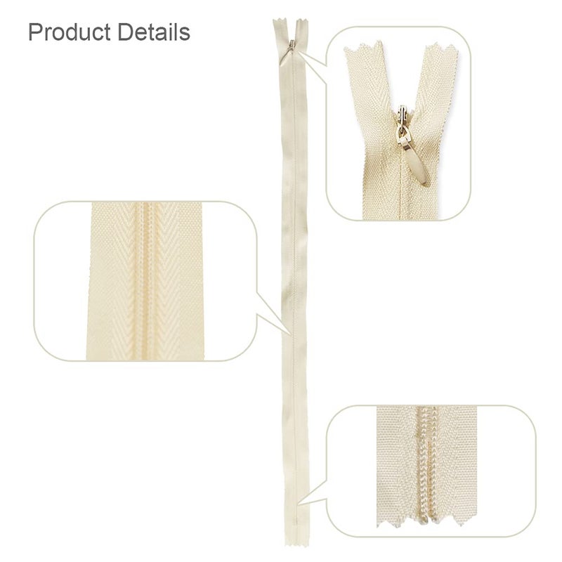 Renashed 50pcs 21.5 Inch Mix Beige&Grey Nylon Invisible Zippers for Tailor Sewer Sewing Craft Crafter's Special 20 Colors (Beige&Grey) - Image 4
